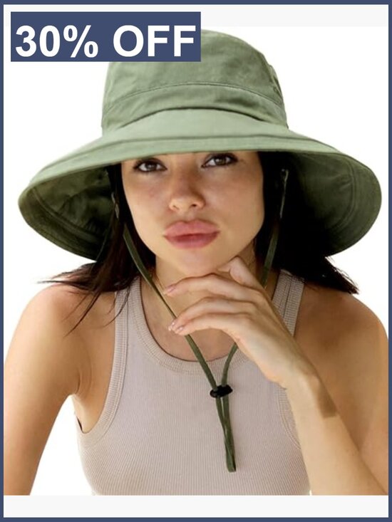 Wide Brim Sun Hat with Ponytail Hole UPF 50+ Adjustable Outdoor Hat main image 5